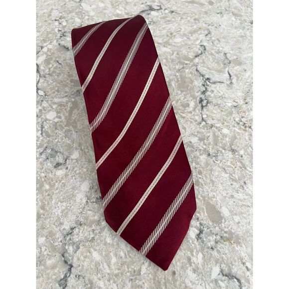 Luigi Borrelli Napoli Silk Neck Tie Made in Italy Maroon Red Pink Stripes JP - Picture 1 of 6